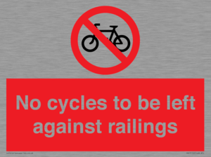 No cycles to be left against railings